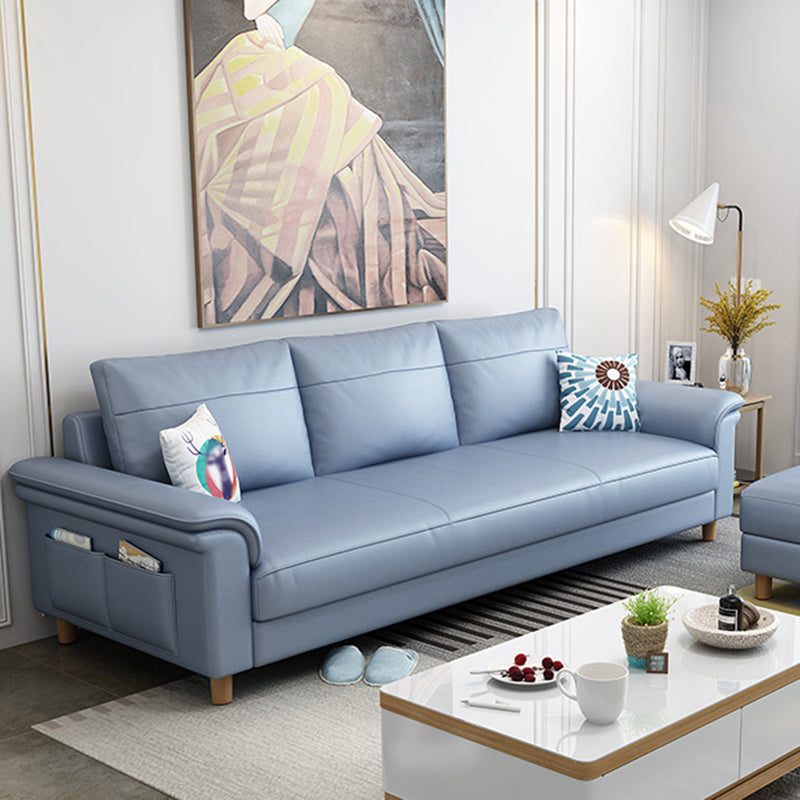 Stain Resistant Faux Leather Sofa Couch Pillow Top Arm Settee Couch with Pillows