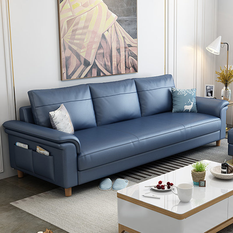 Stain Resistant Faux Leather Sofa Couch Pillow Top Arm Settee Couch with Pillows