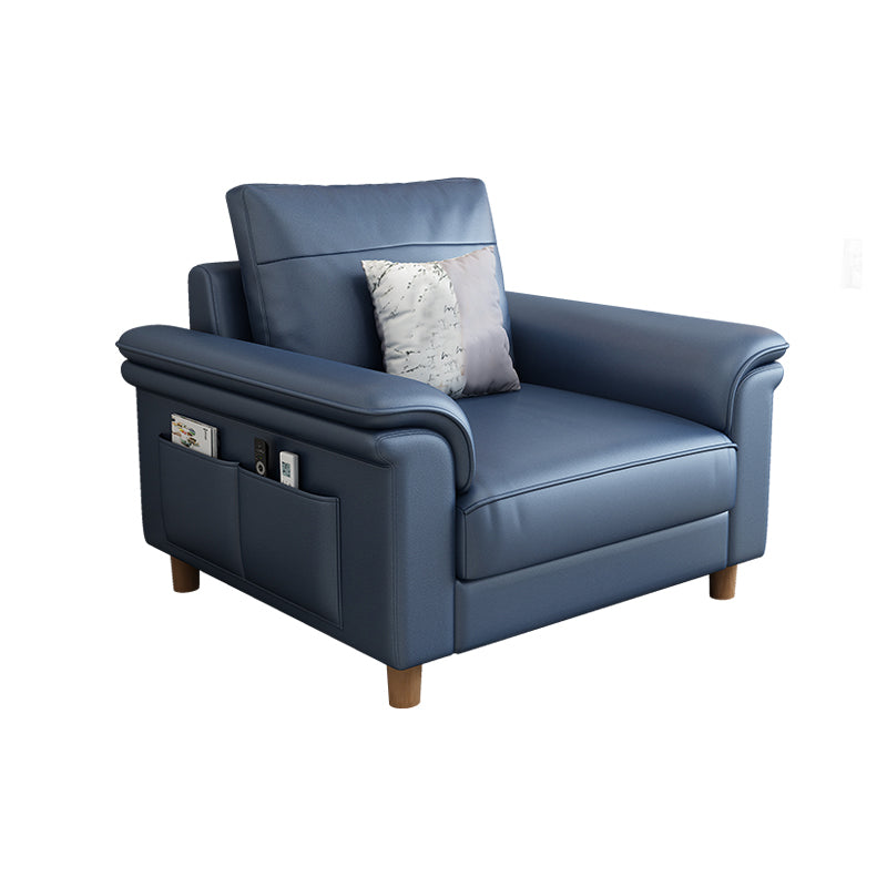 Stain Resistant Faux Leather Sofa Couch Pillow Top Arm Settee Couch with Pillows
