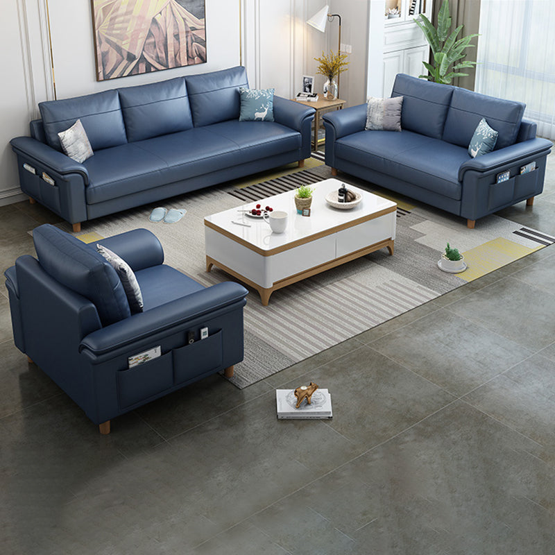 Stain Resistant Faux Leather Sofa Couch Pillow Top Arm Settee Couch with Pillows