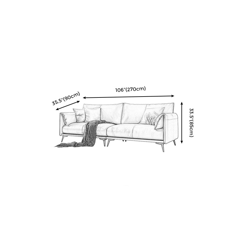 Contemporary Dark Brown Upholstery Sofa with Pillow Back for Living Room