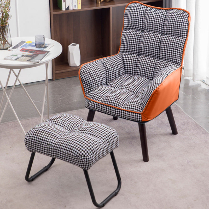PU Leather Arm Chair 30.70" L x 20.86" W x 39.37" H Biscuit Back Accent Armchair