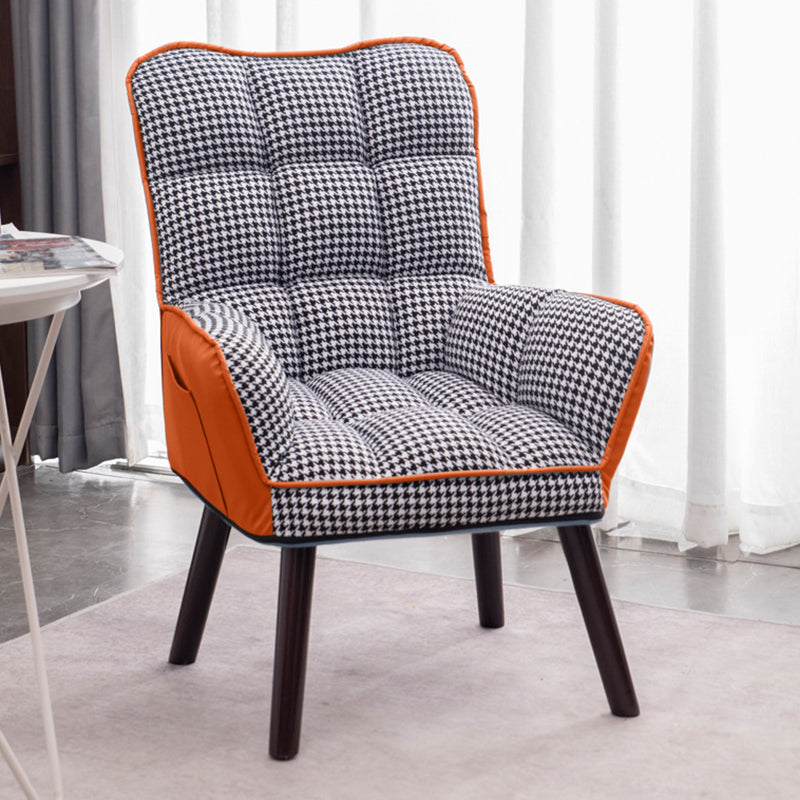 PU Leather Arm Chair 30.70" L x 20.86" W x 39.37" H Biscuit Back Accent Armchair