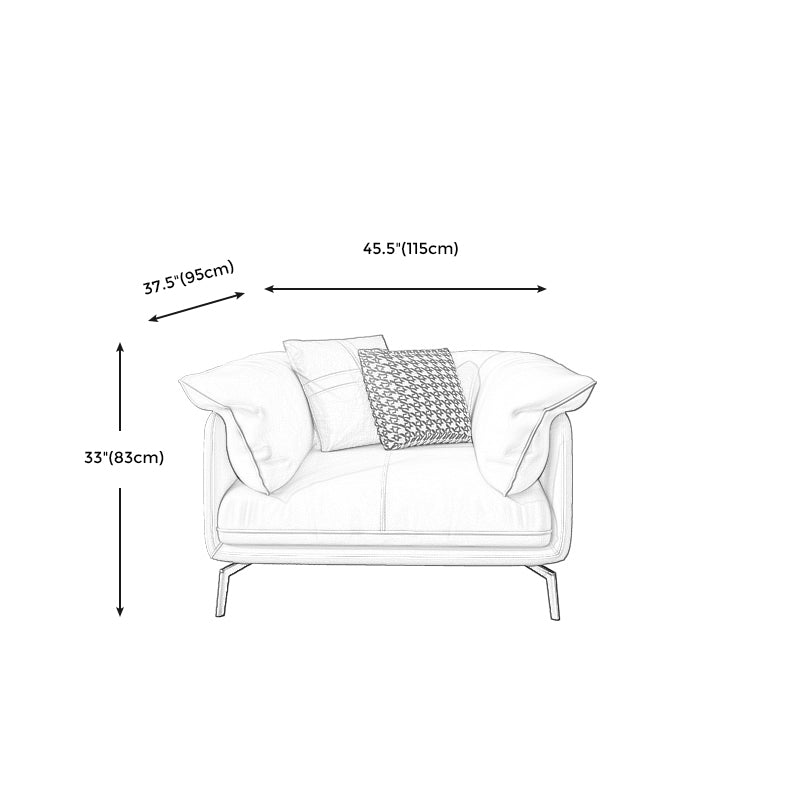 Stationary Stain Resistant Genuine Leather Living Room Pillow Top Arm Sofa