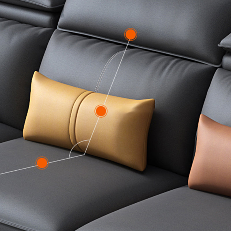 L-Shape Faux Leather Square Arm High Back Sectional with Wear-Resisting