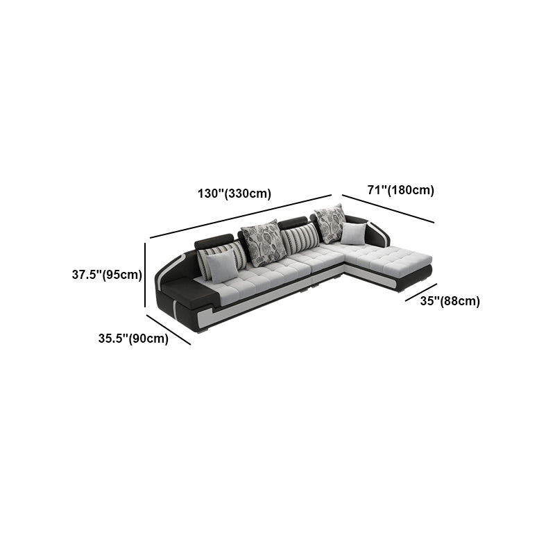 Light Gray Contemporary Sectional with Removable Cushions for Living Room