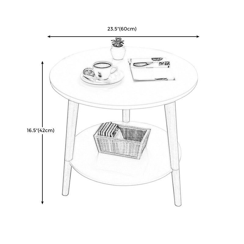 Living Room Round Wood End Table Tripod Side Table with Shelf
