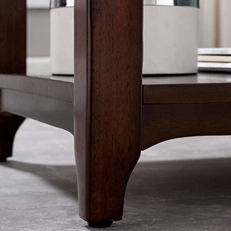 Walnut Square Accent Side Table 21.65"/23.62" H Wood 4 Legs Side End Table