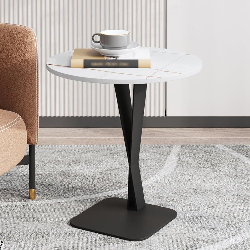 Modern Style Black Metal Iron Base Grey/black/white Slate Top Round Side Table