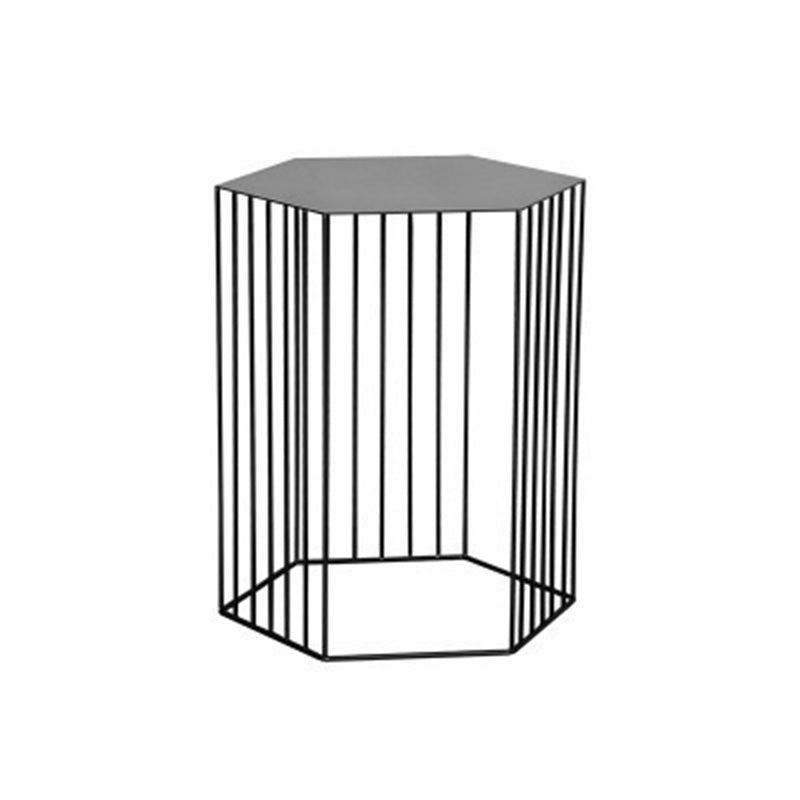 Glam Hexagon Metal End Table Geometric Side End Table in Gold/Black/White