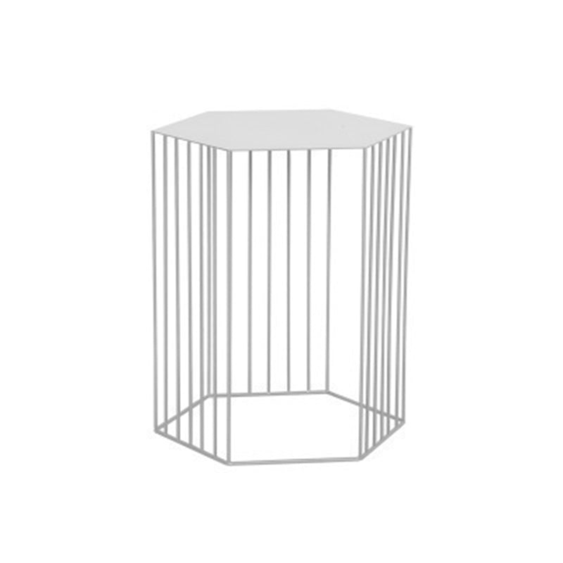 Glam Hexagon Metal End Table Geometric Side End Table in Gold/Black/White