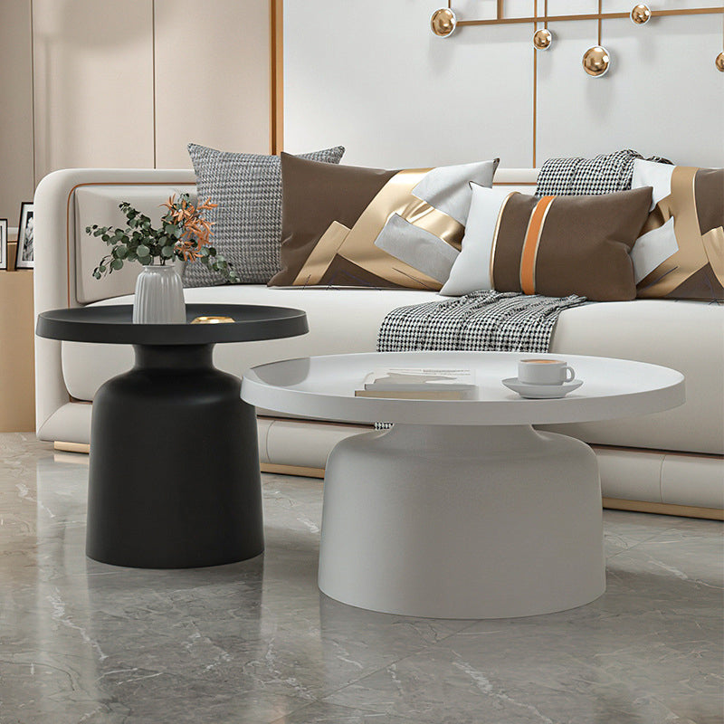 Black/White Pedestal Coffee Table Modern Marble Cocktail Table  for Room