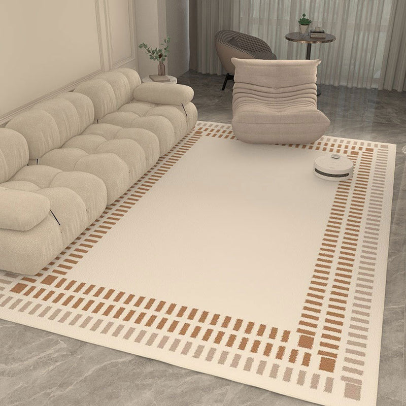 White Causal Rug Polyester Graphic Indoor Rug Washable Area Rug for Sitting Room