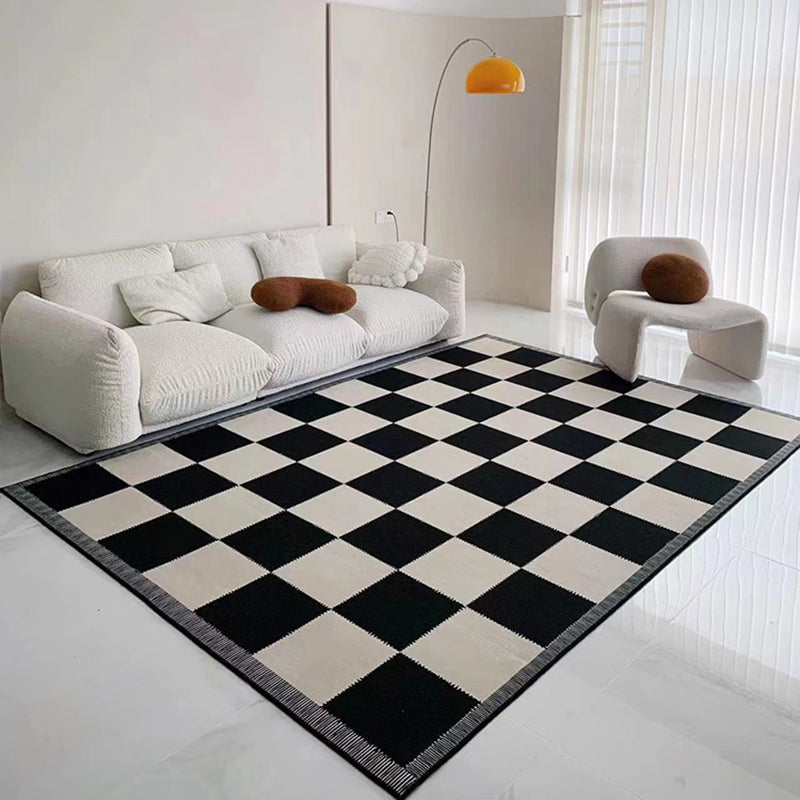 Dark Gray Modern Rug Polyester Pattern Area Rug Stain Resistant Rug for Living Room