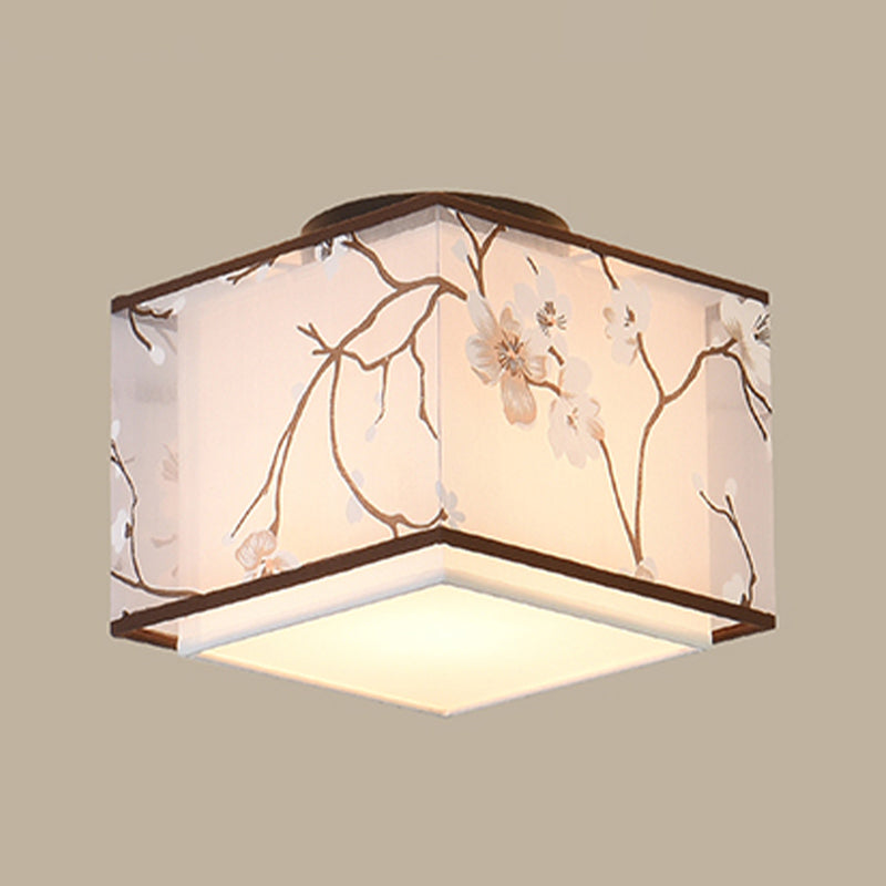 Tradition Ceiling Mount Light Simple Ceiling Lamp with Fabric Shade for Bedroom