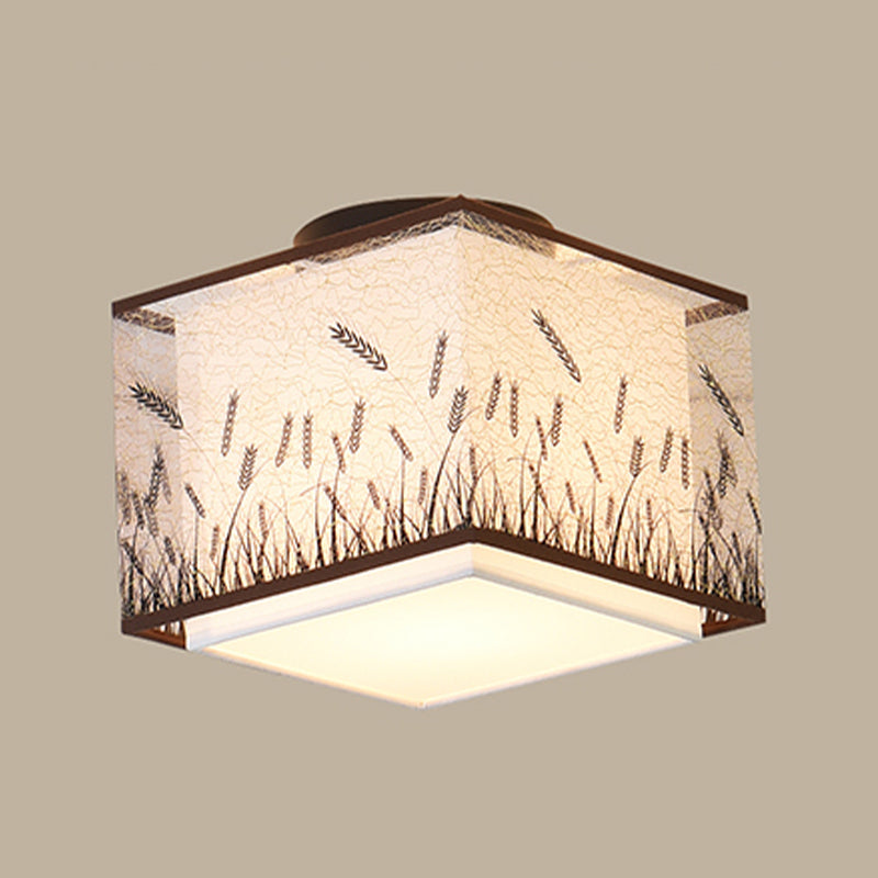 Tradition Ceiling Mount Light Simple Ceiling Lamp with Fabric Shade for Bedroom