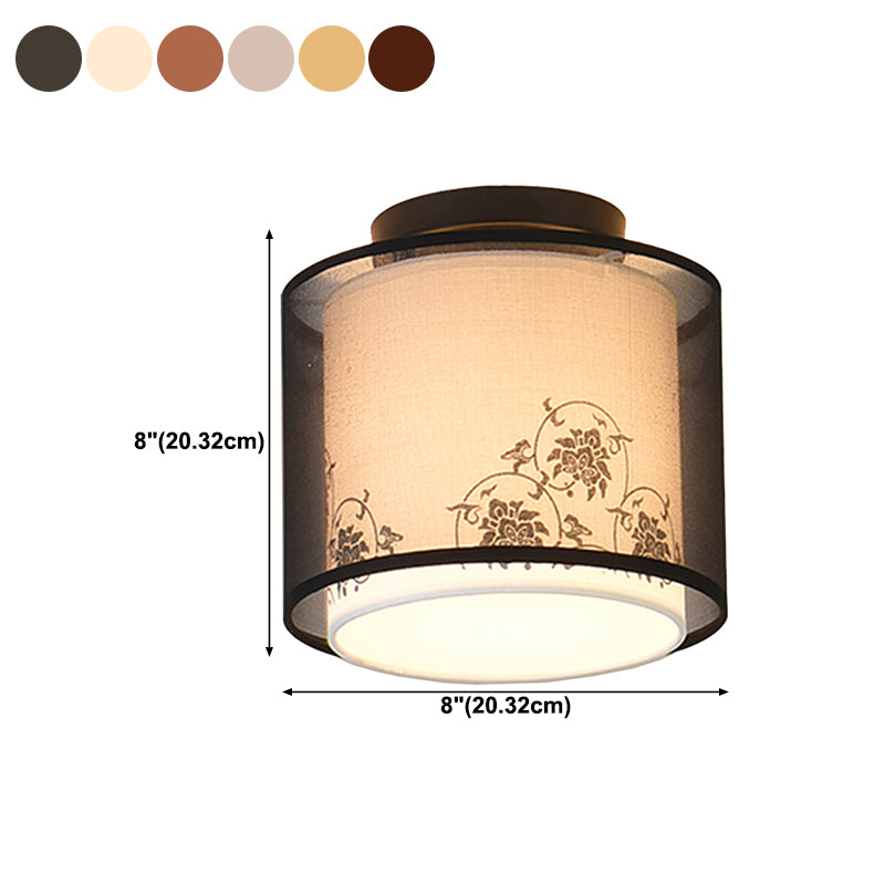 Tradition Ceiling Mount Light Simple Ceiling Lamp with Fabric Shade for Bedroom