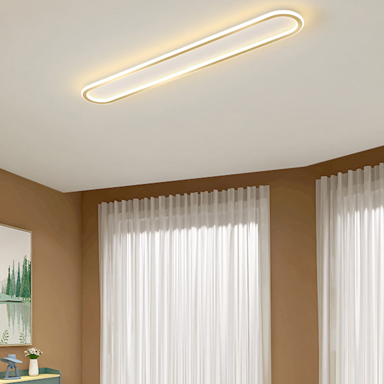 Nordic Style Metal Ceiling Light Ellipse Ceiling Lamp with Silica Gel Shade for Bedroom