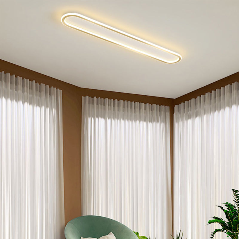 Nordic Style Metal Ceiling Light Ellipse Ceiling Lamp with Silica Gel Shade for Bedroom