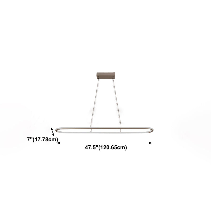 Linear Shape Island Pendant Contemporary Metal 1 Light Pendant Lighting Fixture in White
