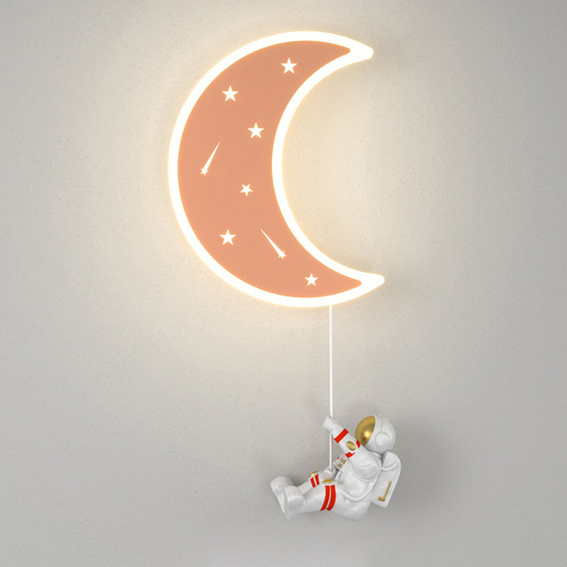 Moon Shape Wall Mount Light Children LED Wall Light with Acrylic Shade for Bedroom