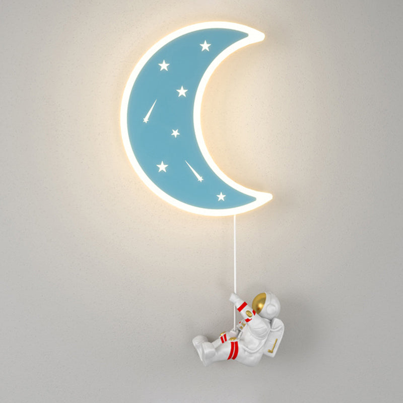 Moon Shape Wall Mount Light Children LED Wall Light with Acrylic Shade for Bedroom