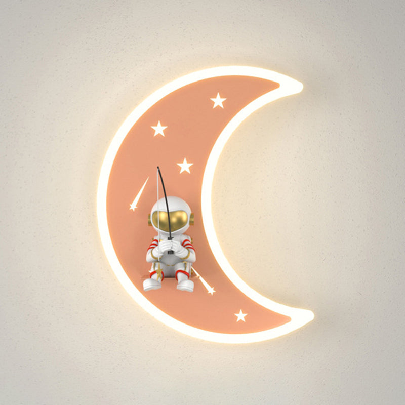 Moon Shape Wall Mount Light Children LED Wall Light with Acrylic Shade for Bedroom