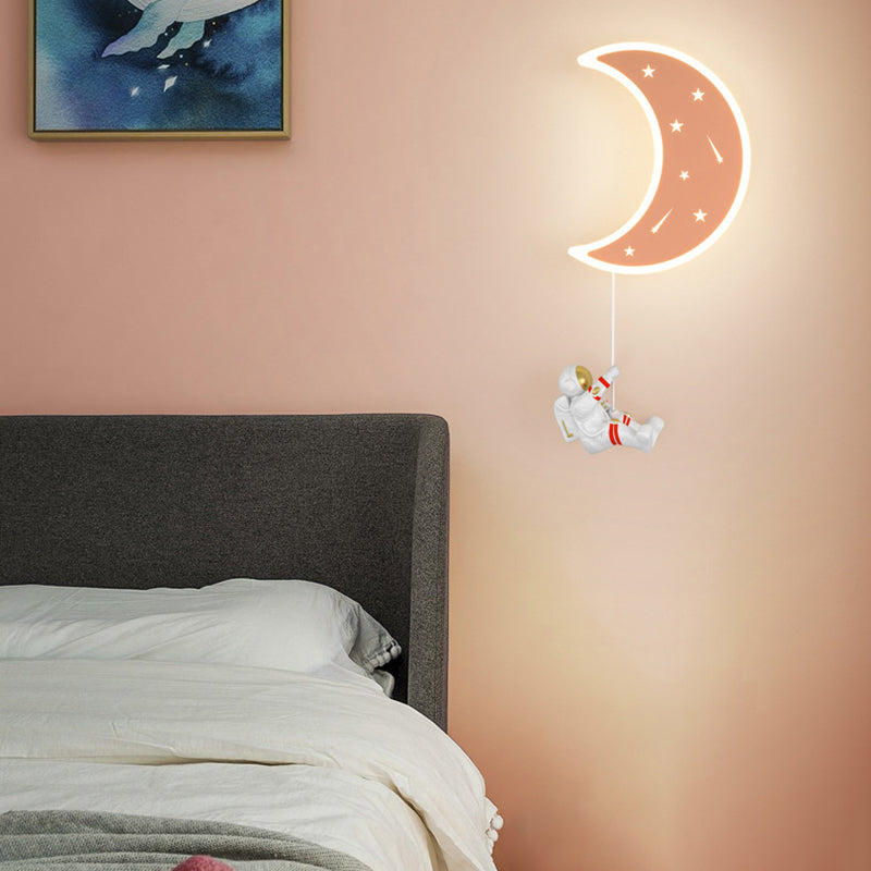 Moon Shape Wall Mount Light Children LED Wall Light with Acrylic Shade for Bedroom