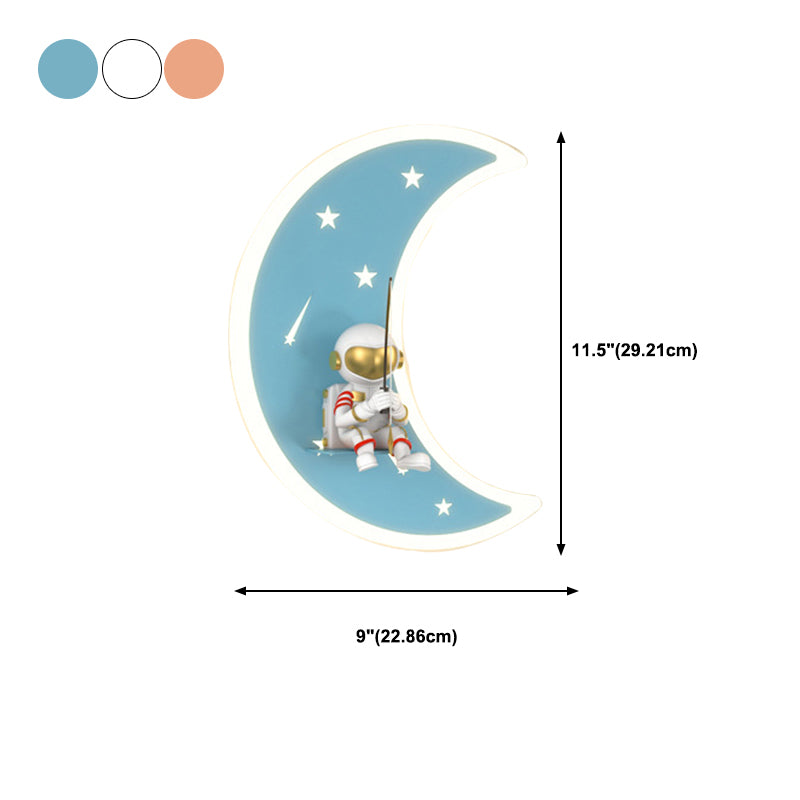 Moon Shape Wall Mount Light Children LED Wall Light with Acrylic Shade for Bedroom