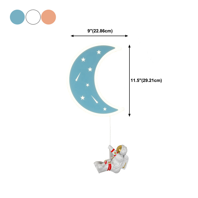Moon Shape Wall Mount Light Children LED Wall Light with Acrylic Shade for Bedroom