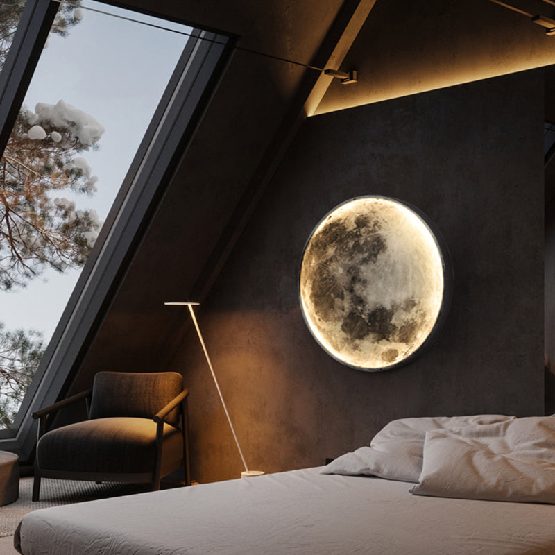 Round Shape Metal Wall Lighting Idea Kids Style 1 Light Wall Light Fixture in Black