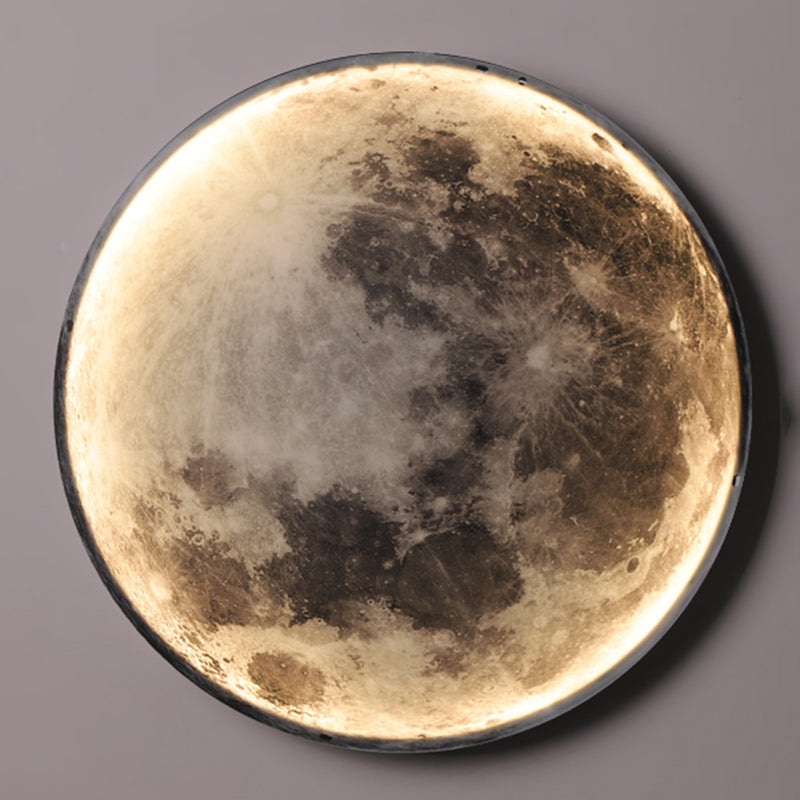 Round Shape Metal Wall Lighting Idea Kids Style 1 Light Wall Light Fixture in Black