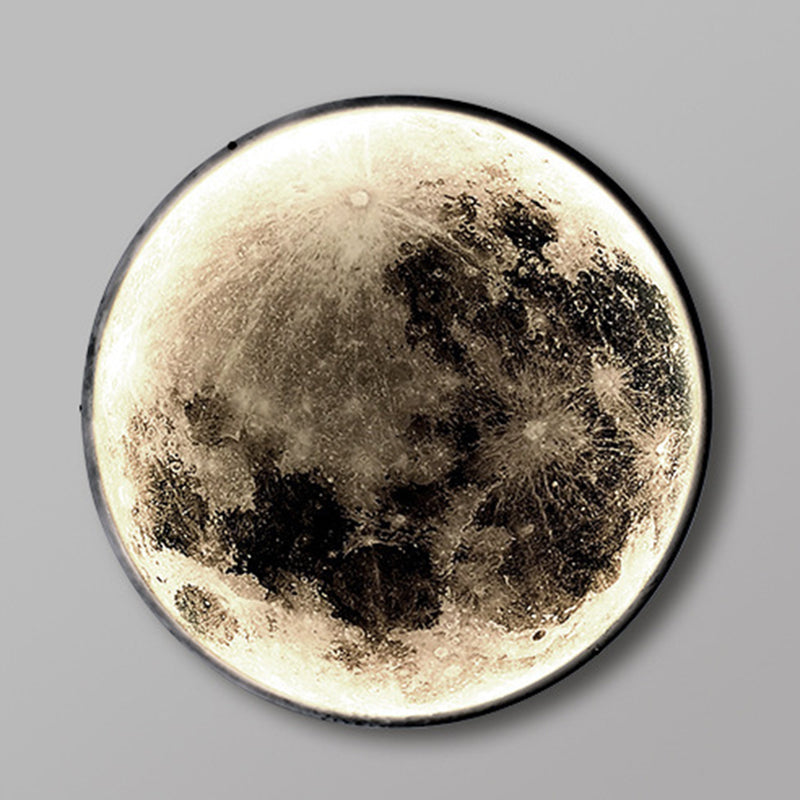 Round Shape Metal Wall Lighting Idea Kids Style 1 Light Wall Light Fixture in Black