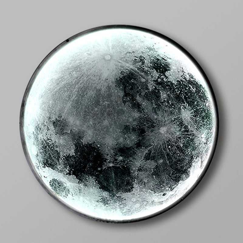 Round Shape Metal Wall Lighting Idea Kids Style 1 Light Wall Light Fixture in Black