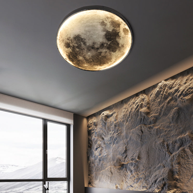 Round Shape Metal Wall Lighting Idea Kids Style 1 Light Wall Light Fixture in Black