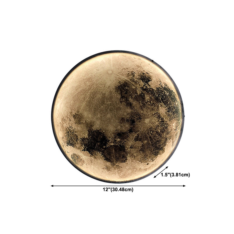 Round Shape Metal Wall Lighting Idea Kids Style 1 Light Wall Light Fixture in Black