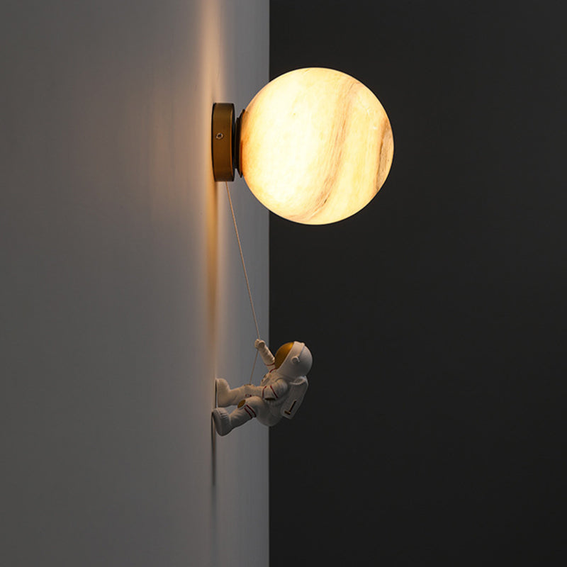 Kids Glass Wall Lamp Astronaut Wall Sconce Lighting for Nursery Room