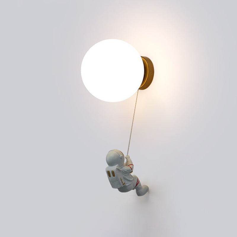 Kids Glass Wall Lamp Astronaut Wall Sconce Lighting for Nursery Room