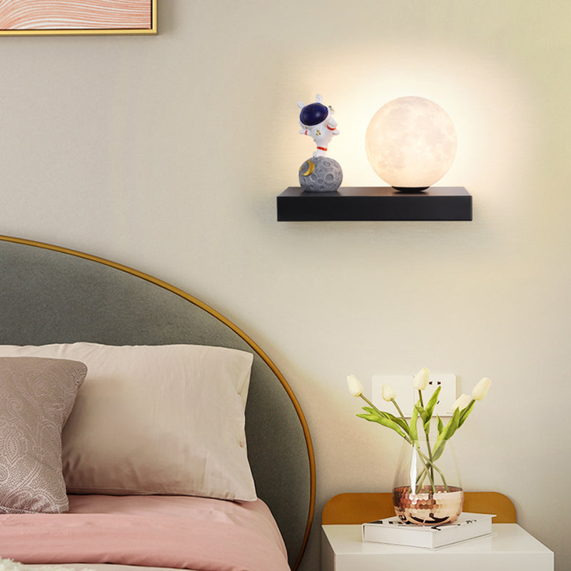 Modern Metal Wall Sconce Ball Shape Wall Light with PLA Shade for Bedroom