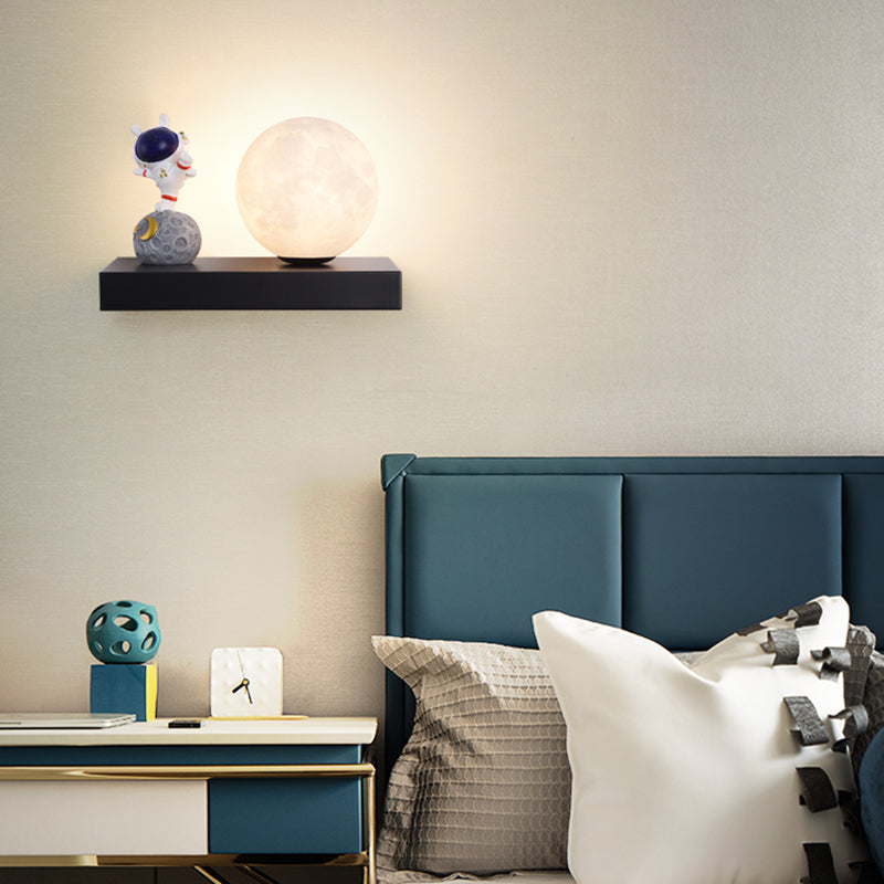 Modern Metal Wall Sconce Ball Shape Wall Light with PLA Shade for Bedroom
