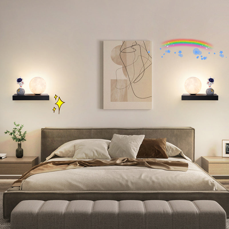 Modern Metal Wall Sconce Ball Shape Wall Light with PLA Shade for Bedroom