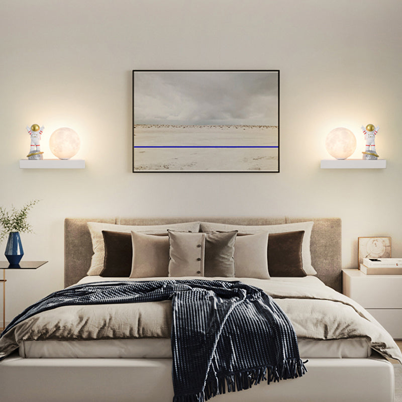 Modern Metal Wall Sconce Ball Shape Wall Light with PLA Shade for Bedroom