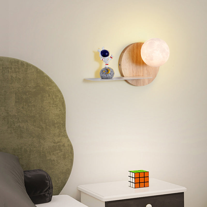 Modern Metal Wall Sconce Ball Shape Wall Light with PLA Shade for Bedroom