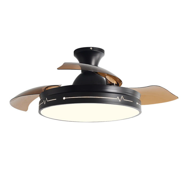 Round Shape Metal Ceiling Fan Lighting Kids Style Single Light Ceiling Fan Lamp