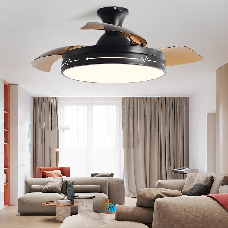 Round Shape Metal Ceiling Fan Lighting Kids Style Single Light Ceiling Fan Lamp