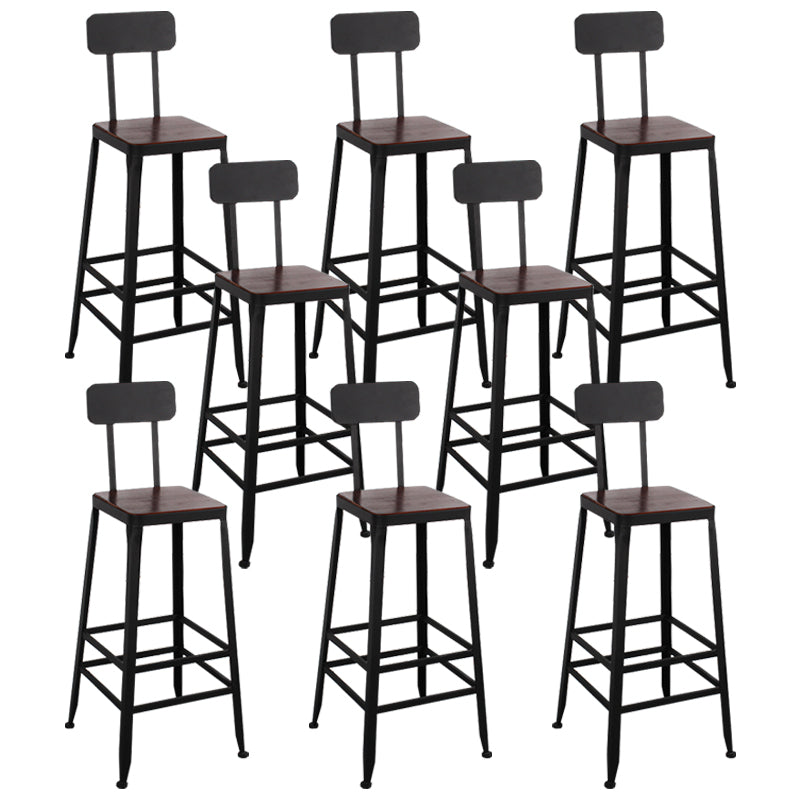 Dining Room Industrial Style Wood Barstool Iron 4 Legs Bar Stool with Pedal