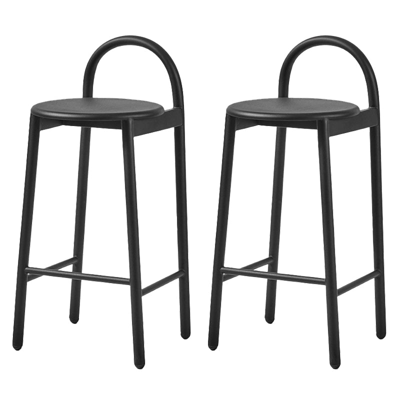 Modern Circular Wood Top Barstool Metal 4 Legs Bar Stool for Living Room