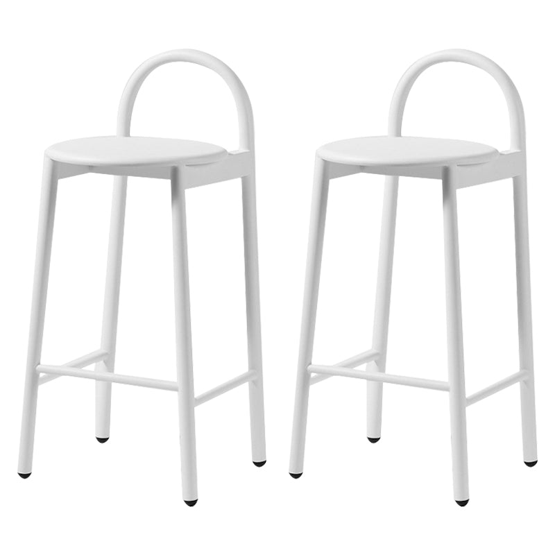 Modern Circular Wood Top Barstool Metal 4 Legs Bar Stool for Living Room