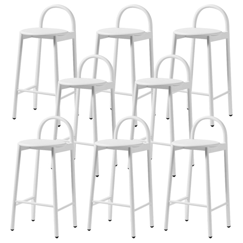 Modern Circular Wood Top Barstool Metal 4 Legs Bar Stool for Living Room