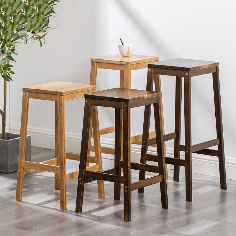 Dining Room Simple Wood Barstool Wood 4 Legs Bar Stool with Pedal